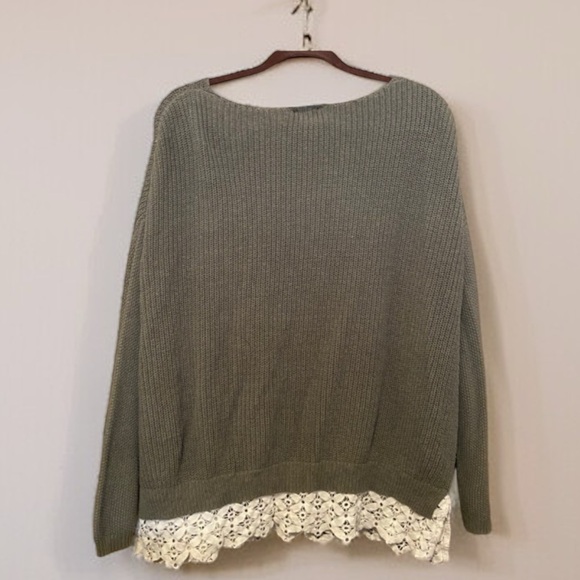 Kimchi Blue V-Neck Sweater with Lace Trim - Picture 2 of 4